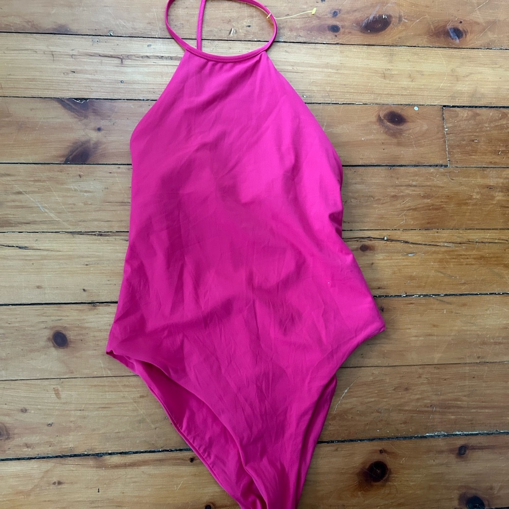 ☀️3/25 Dos Gardenias pink superstar halter neck halterneck swimsuit 3 t back